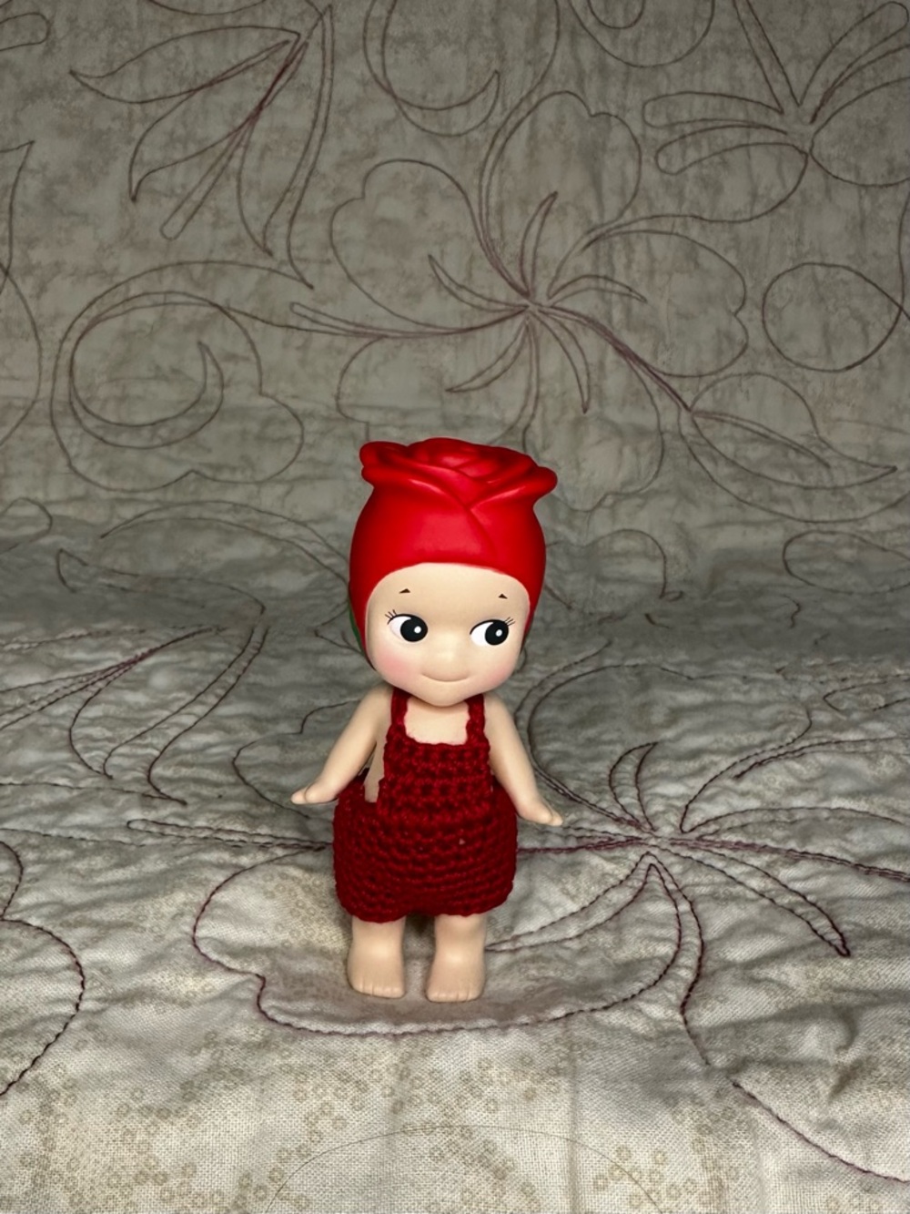Sonny Angel crochet RED overalls